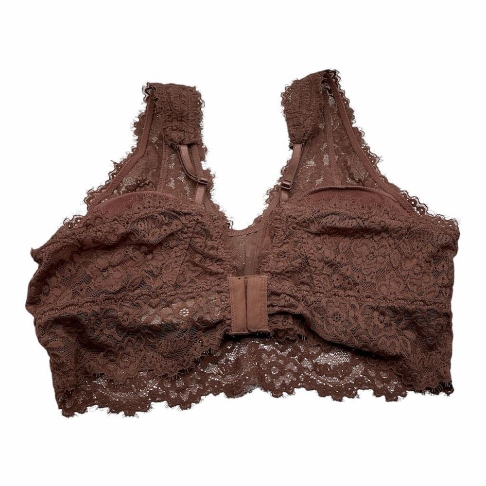 Aerie Eyelash Lace Padded Plunge Bralette Women's Size Medium Purple